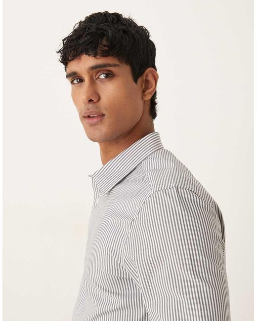 ASOS Gray Slim Striped Shirt for men