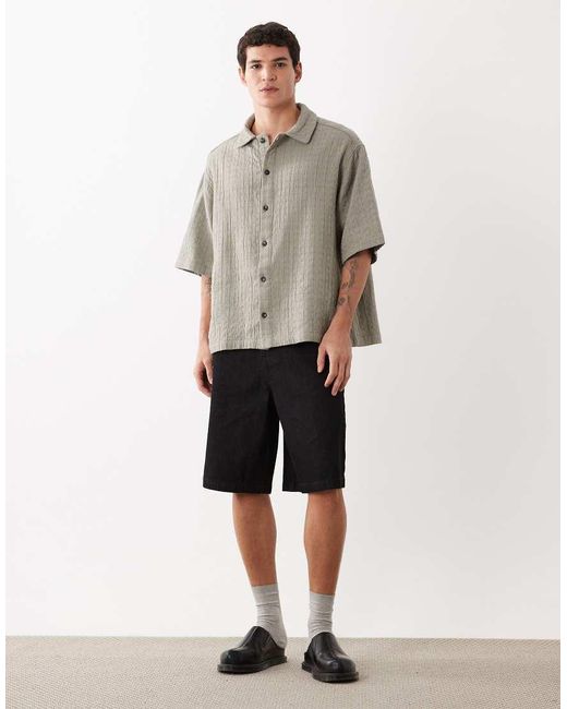 ASOS Gray Oversized Quilted Look Shirt for men