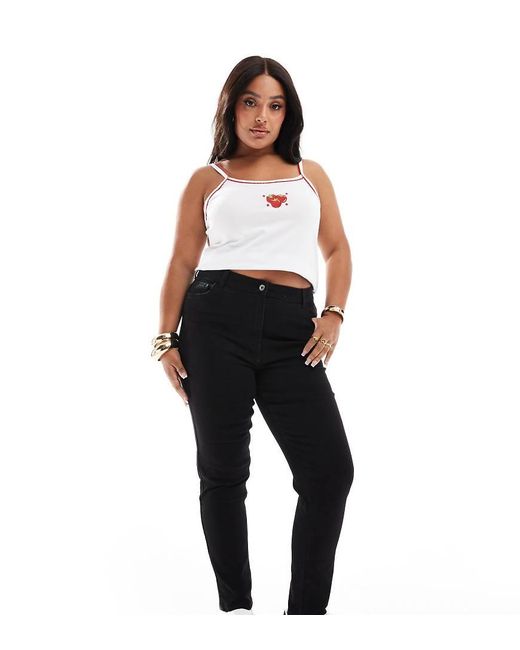 Vaqueros Negros De Corte Pitillo Y Talle Alto De Plus Collusion de color Black