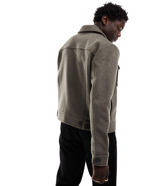 River Island Gray Studio Premium Wool Jacket for men