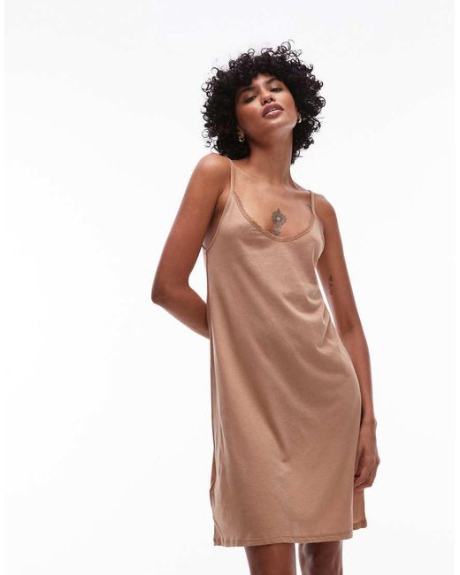 Mango White Modal Cami Slip Dress With Satin Trim