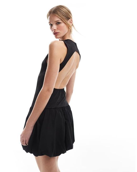 ONLY Black Open Back Bubble Hem Mini Dress