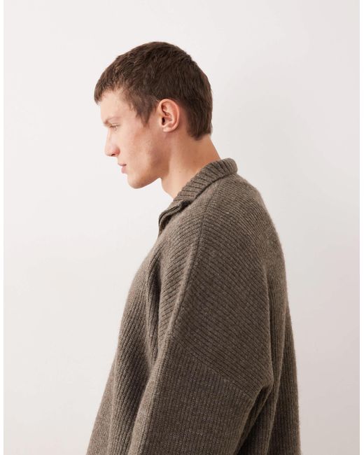 ASOS – gerippter strickpullover in Brown für Herren