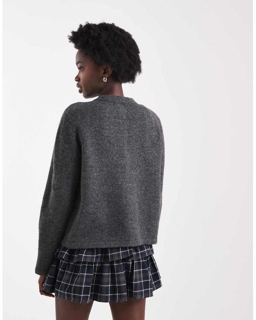 ONLY Gray One Button Crew Neck Cardigan