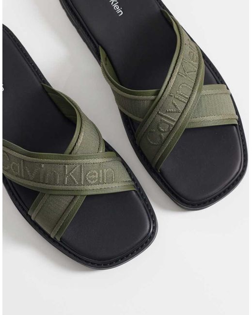 Calvin Klein Brown Cross Sandals for men