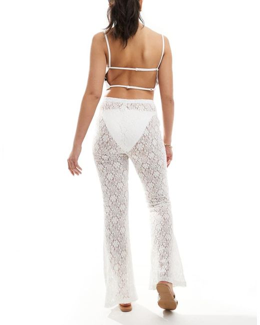ONLY White Lace Flare Trousers