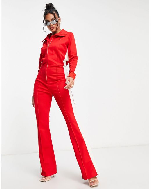 Adidas Originals Red 'ski Chic' Jumpsuit