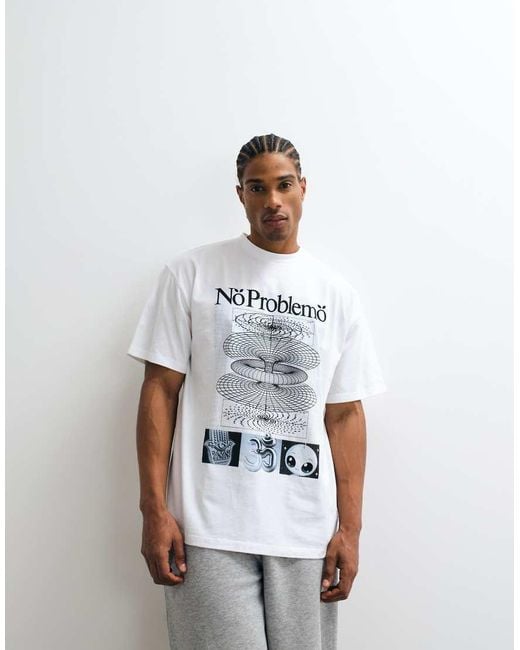 No Problemo White 100% Cotton Energy T-Shirt With Back Print for men