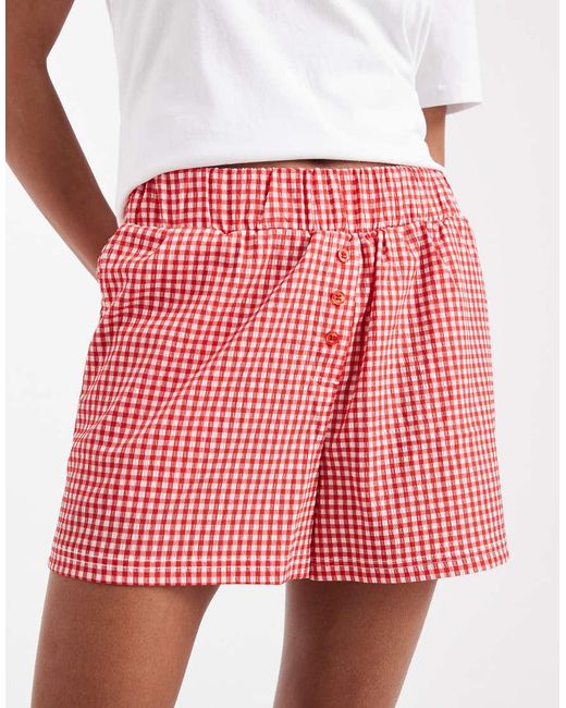 Threadbare Red Short Sleeve Pyjama Set With Cherry Print And Boxer Short