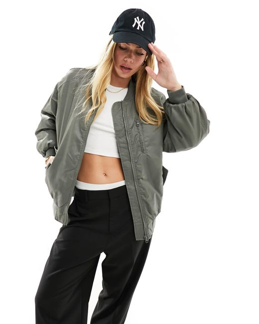 Stradivarius Green Str Bomber Jacket