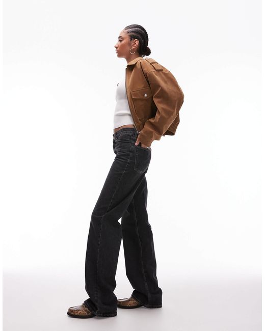 Tall - ember - jean large à taille basse - délavé TOPSHOP en coloris Multicolor