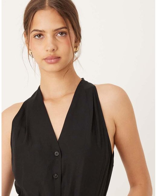 Vestito Midi Allacciato Al Collo Con Bottoni di Mango in Black