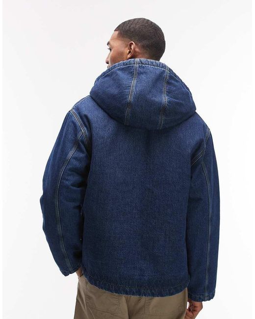 Carhartt Blue Cleveland Oversized Hooded Denim Jacket for men