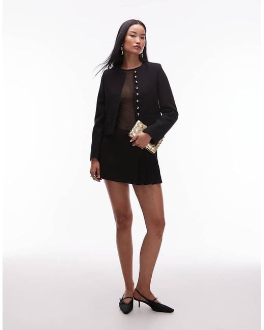 Mango Black Tailored Jacket With Gold Buttons