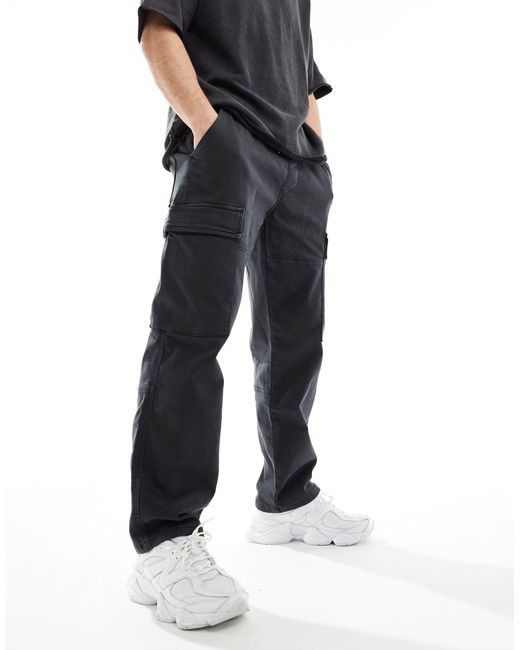 Pantalon cargo ample Pull&Bear pour homme en coloris Black