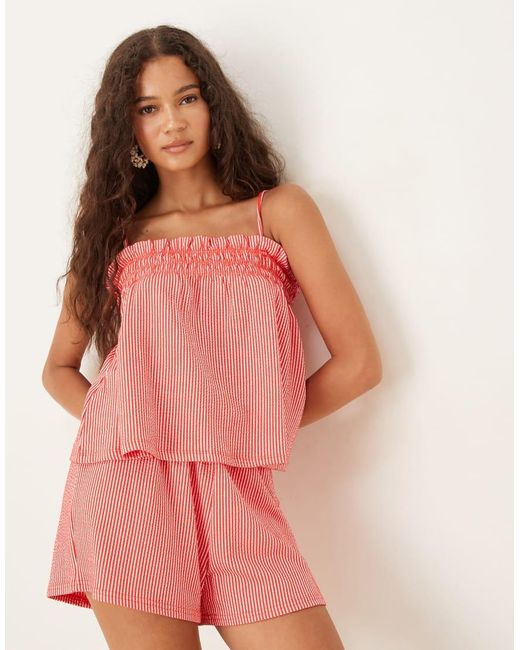 Gina Tricot Pink Co-ord Textu Smock Singlet Top
