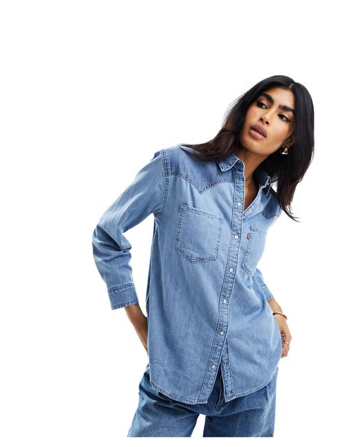 Teodora - camicia di jeans stile western con tasche di Levi's in Blue