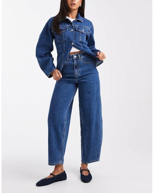 Vero Moda Blue Billie High Rise Barrel Leg Jeans