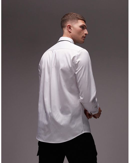Topman – langärmliges, elegantes satinhemd in White für Herren