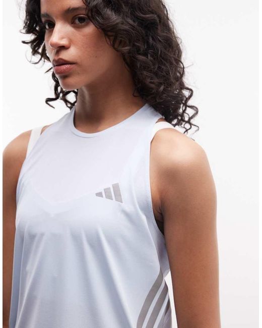Adidas Originals White Adidas Running Vet Top With Three Stripes