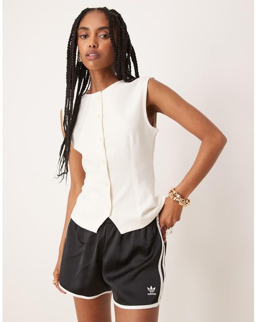ASOS Natural Interlock Sharp Shoulder Button Up Vest