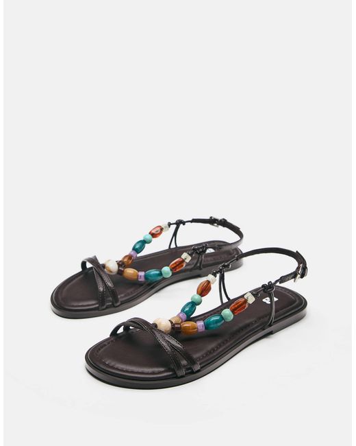 Sandales plates ornées Pull&Bear en coloris White