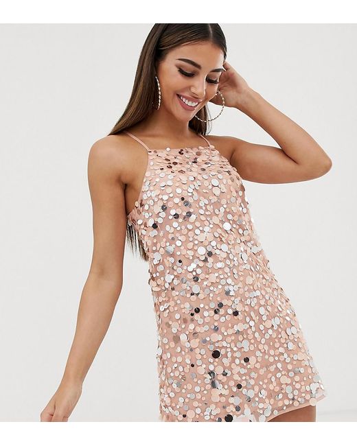 ASOS DESIGN All Over Disc Sequin Mini Dress With Multi Layered Detail In  Blue for Women