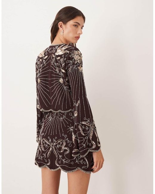 ASOS Brown Bow And Bird Embellished Co-ord Mini Skirt