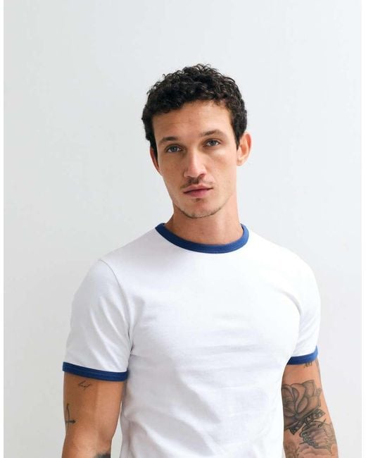 ASOS White Heavyweight Slim Fit T-shirt With Contrast Ringer for men