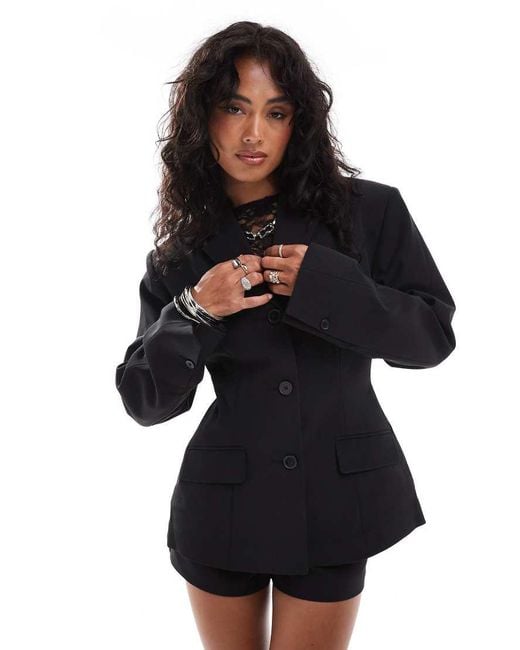 ASOS Black Nipped Waist Blazer