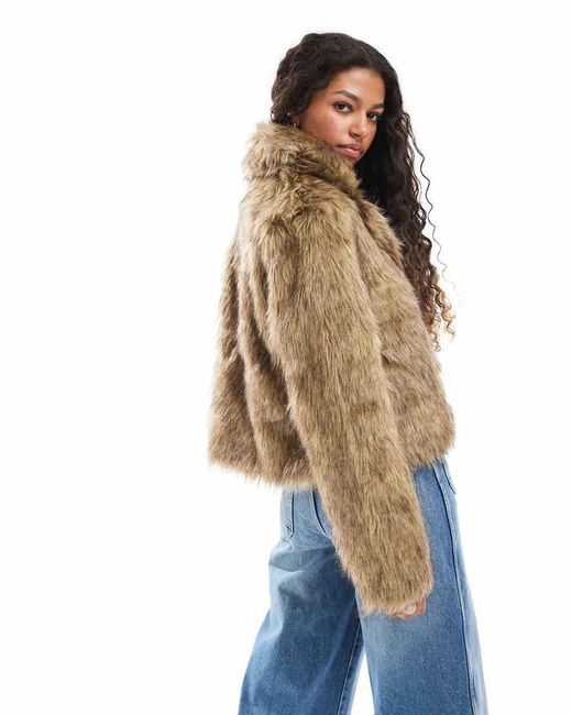 Brave Soul Blue Faux Fur Short Jacket