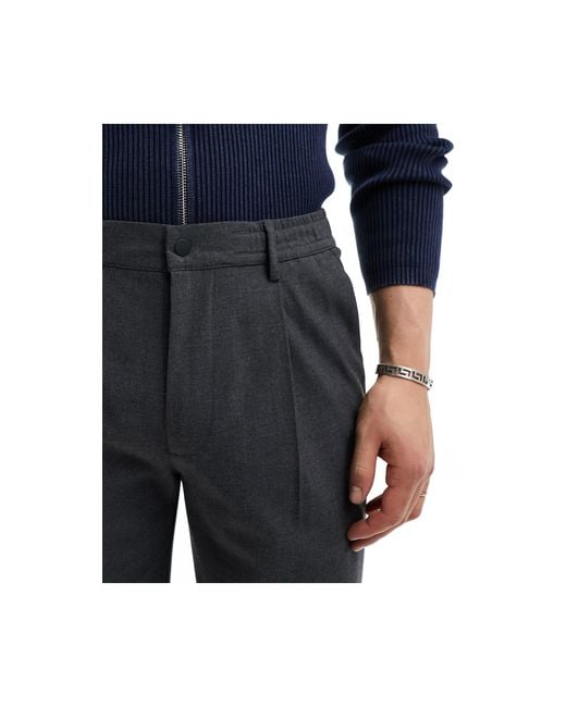 Bershka Blue Wide Leg Tailored Trouser for men