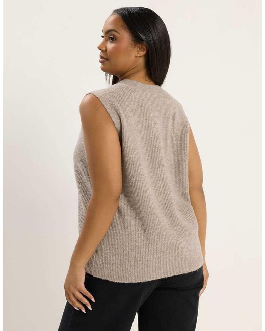 Yours Clothing Natural Double Tie Knitted Vest Top