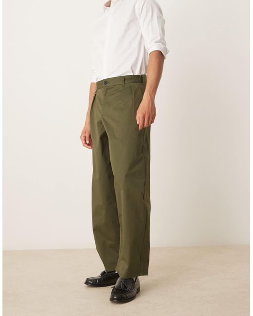 ASOS Natural Extreme Tapered Trouser With Pleats for men