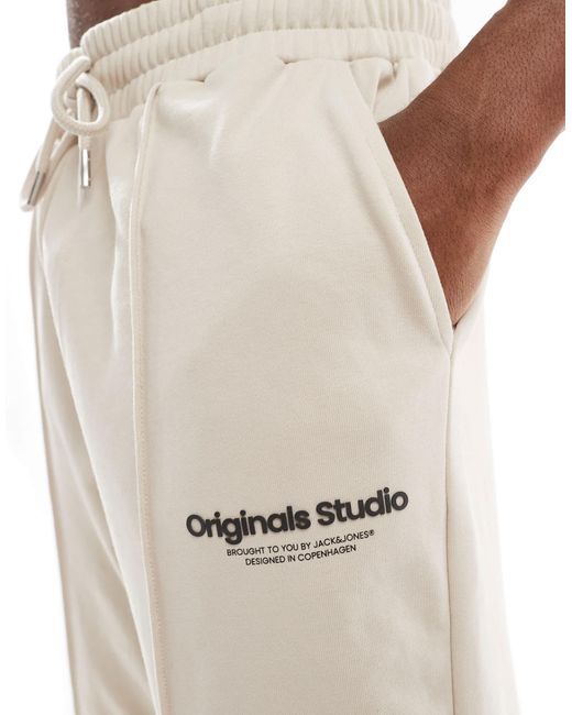 Jack & Jones – locker geschnittene sweat-shorts in Natural für Herren
