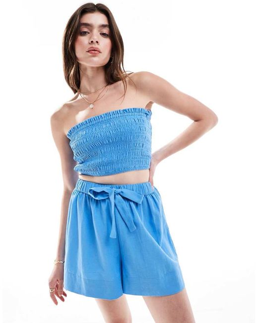 ASOS Blue Isabel Mix & Match Linen Look Beach Short