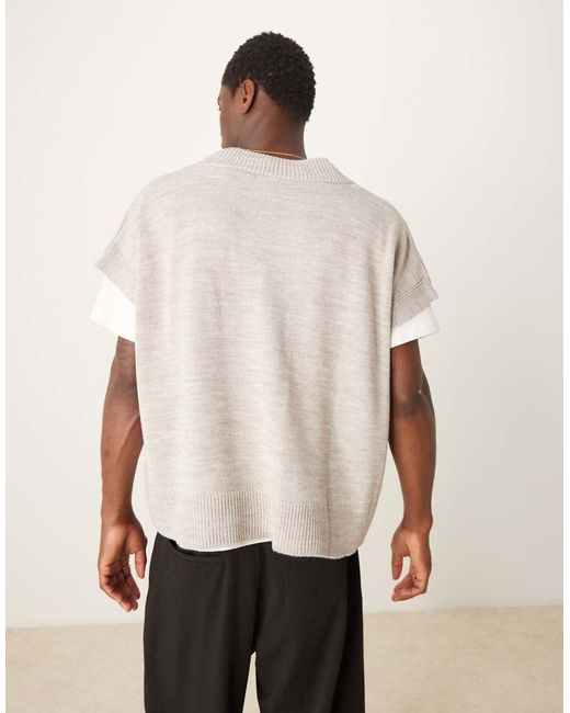 ASOS Gray Knitted Extreme Oversized Cropped Tank for men