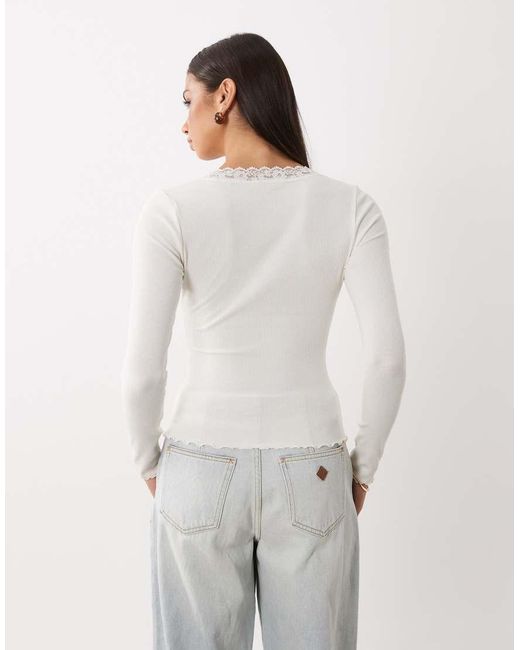 Miss Selfridge White Long Sleeve V-neck Top