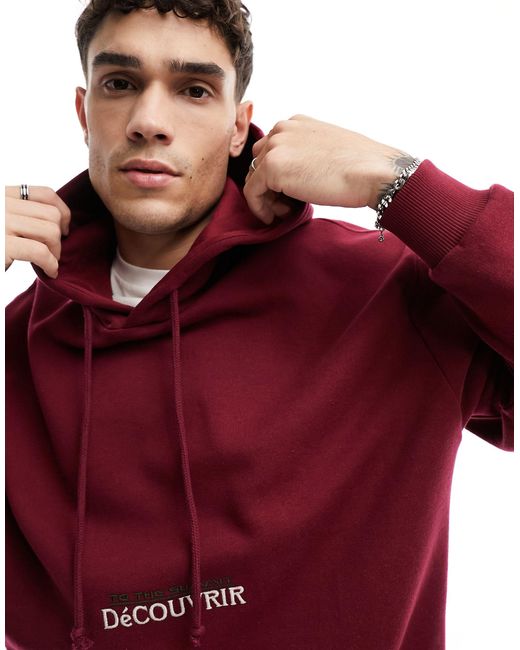 ASOS Red Oversized Hoodie With Large Back Print for men