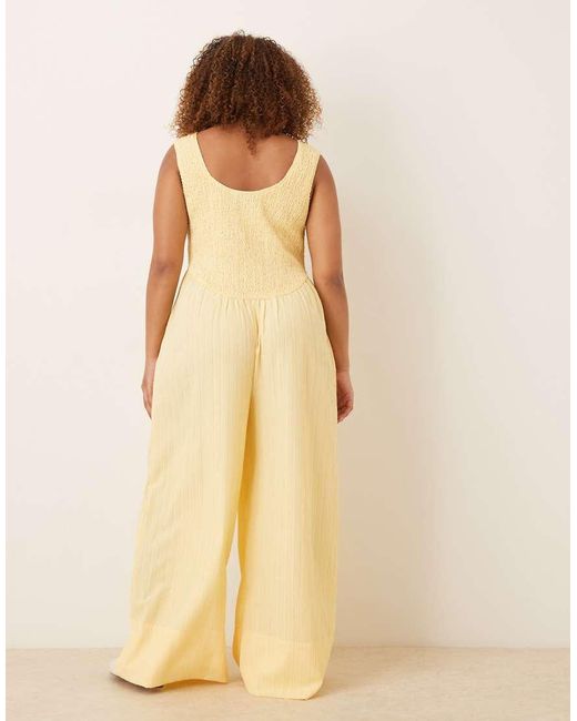 ASOS Natural Asos Design Curve Scoop Neck Crinkle Jumpsuit