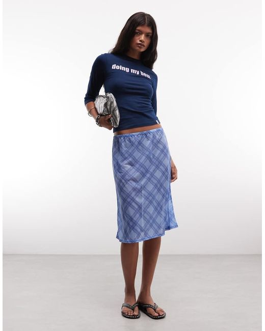 Collusion Blue Doing My Best Slogan 3/4 Sleeve Fitted Top