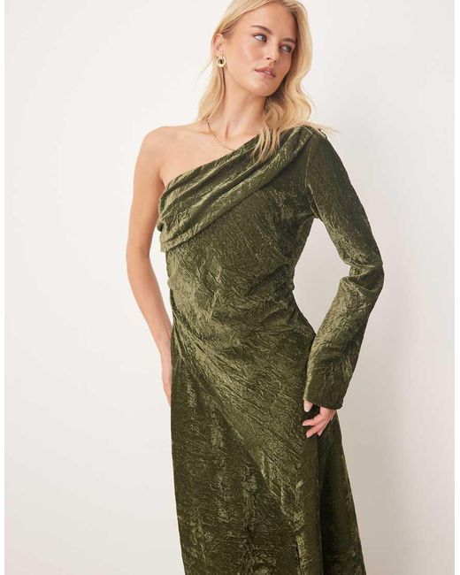 ASOS Green Asos Design Tall Velvet Asymmetric Draped Maxi Dress