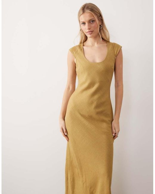 ASOS Natural Scoop Neck Bias Dress Maxi
