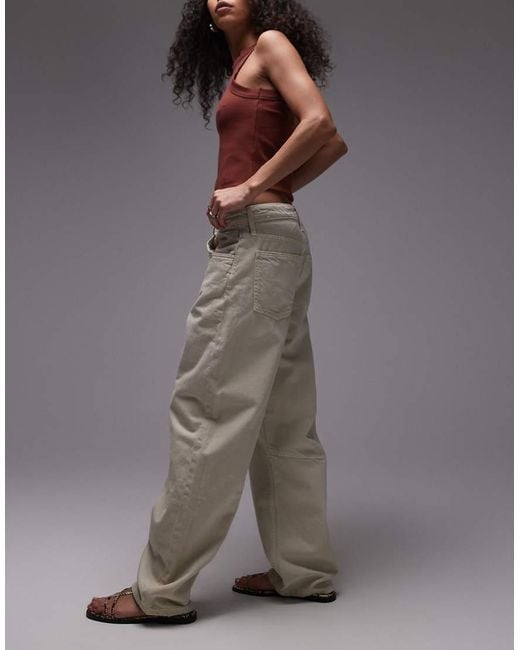 Mango Brown Cotton Barrel Jean