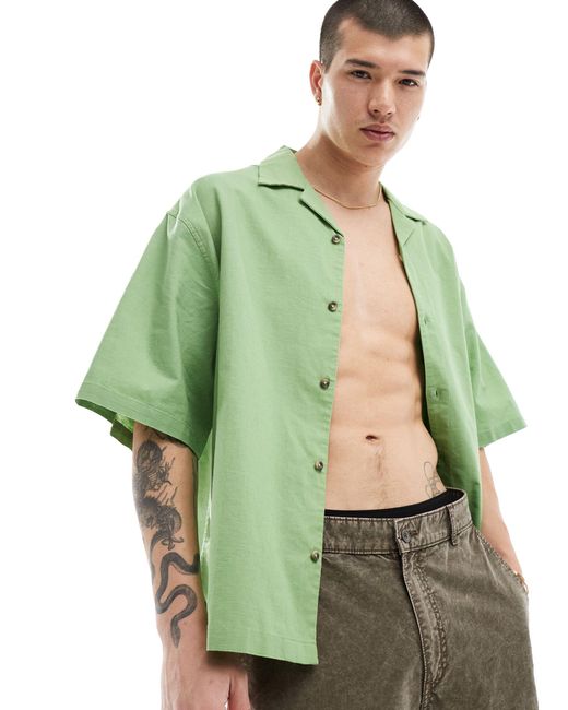 Camicia squadrata oversize di ASOS in Green da Uomo