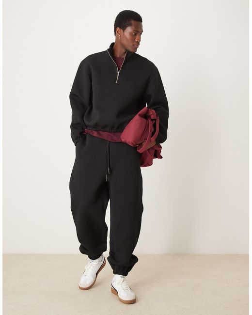 ASOS Black Co-ord Scuba Oversized jogger With Seam Detail for men