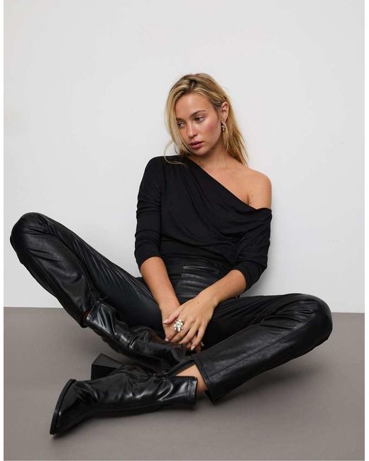 Stradivarius Black Mid-heel Boots With Stretch Legs