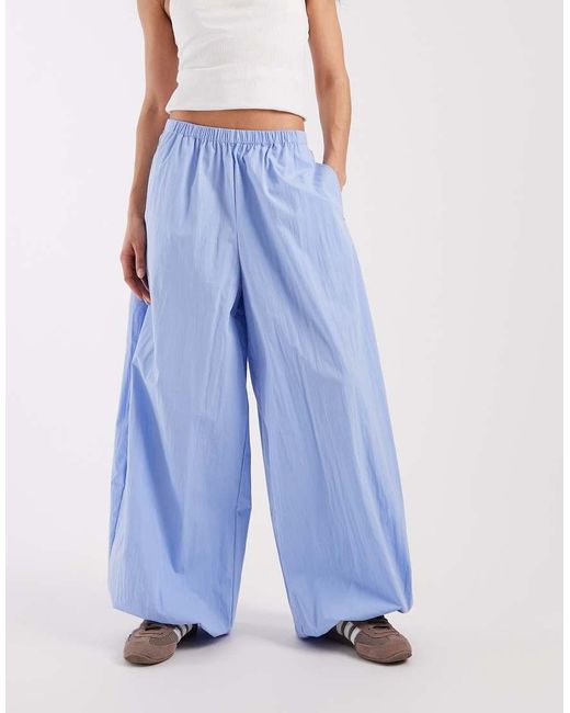 ASOS Blue Cotton Nylon Blend Pull On Balloon Pants
