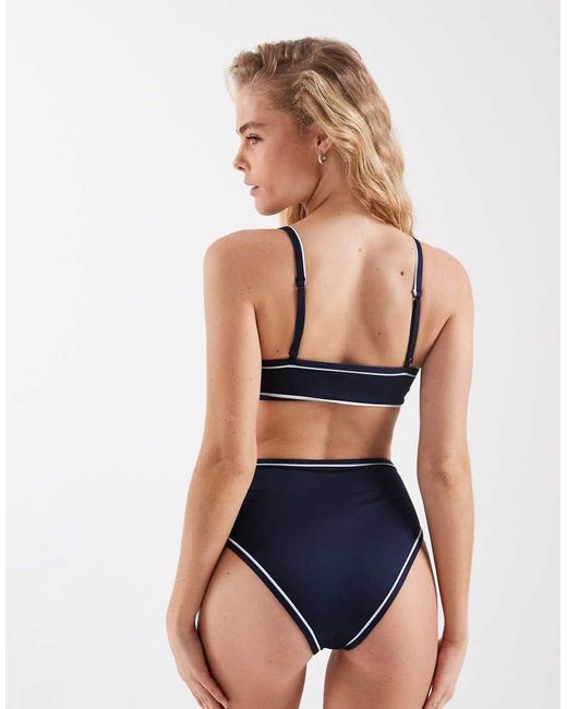 Lacoste Blue Contrast Piped Bikini Bottoms