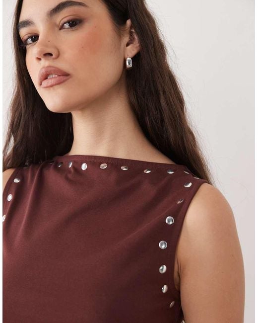 ASOS Red Sleeveless Mini Dress With Stud Details